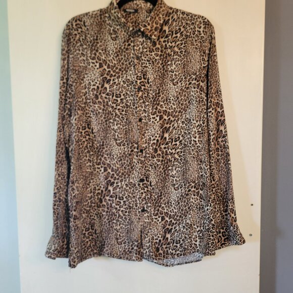 Imperial Black Label | Leopard Print Blouse | S/M | Tan Brown Black - Picture 2 of 6